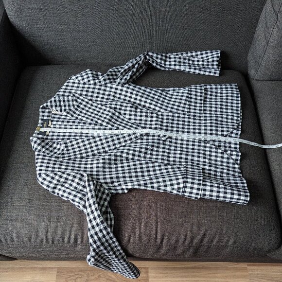 Escada Checked Black and White Seersucker 100% Cotton Blazer - Picture 10 of 16